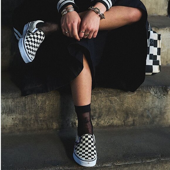 Vans Classic Slip-On Checkerboard Shoe Sneakers | Black, White | W 9 M 7.5 - Picture 2 of 14